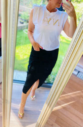 Black Cargo Skirt