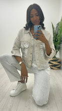 Linen Sequin Pocket Jacket/Cream