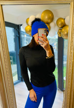 Fleece Lined Pom Pom Hat/Royal Blue - KC Dresses