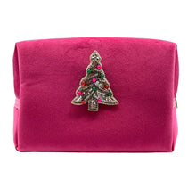 Bright Pink Make-Up Bag & Kitsch Tree - Recycled Velvet/Small