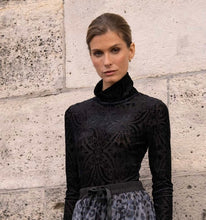 Velvet Floral Turtleneck Bodysuit