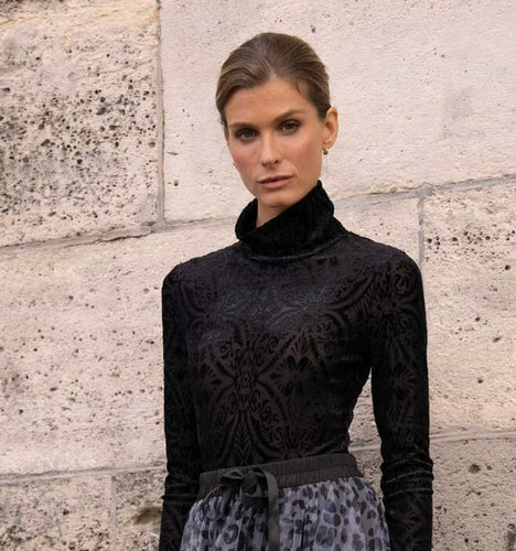 Velvet Floral Turtleneck Bodysuit