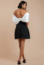 Black & White Scuba Mini Dress with Oversized Bow