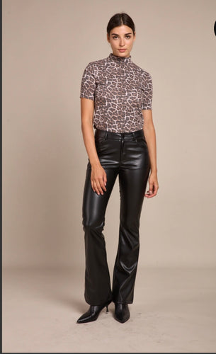 Faux Leather Flared Trousers
