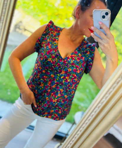 Floral V Neck Top/Sample sale