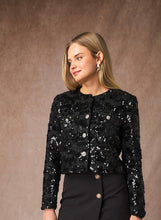 Black Short Tweed Sequin Jacket