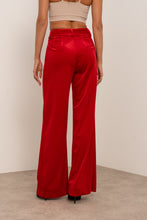 Velvet Wide-Leg Trousers/Red