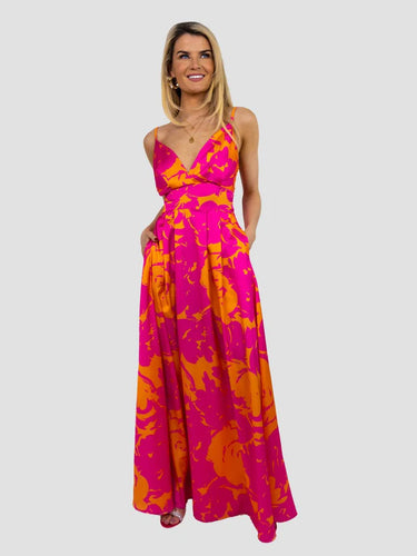 Kate & Pippa Lola Maxi Floral Dress/Cerise Pink/Orange
