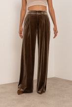 Taupe Velvet Wide-Leg Trousers