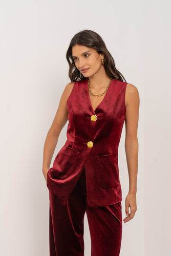 Burgundy Velvet Waistcoat