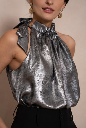 Metallic Silver Halter Top/Pre Order