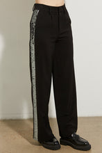Tailored Black Trousers with Sequined Side Stripes