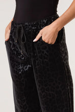 Leopard PU Stretch Joggers/Black