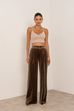 Taupe Velvet Wide-Leg Trousers