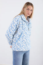 Cora Half Zip Fleece/Blue Leopard