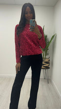 Sequin Bow Top/Burgundy Red