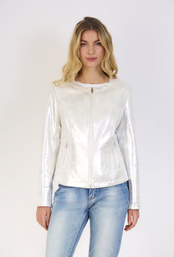 Tia Faux leather jacket/Silver