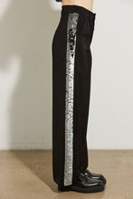 Tailored Black Trousers with Sequined Side Stripes