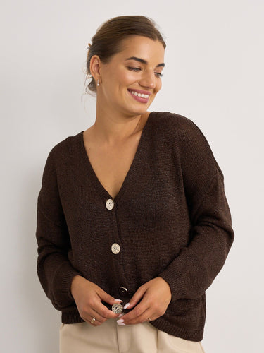 Lurex Cardigan/Chocolate Brown