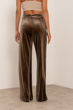 Taupe Velvet Wide-Leg Trousers