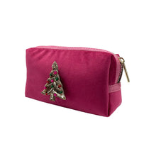 Bright Pink Make-Up Bag & Kitsch Tree - Recycled Velvet/Small