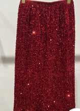 Red Sequin  Elasticated Waist Skirt