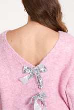 Sequin Bow Back Jumper/Pink