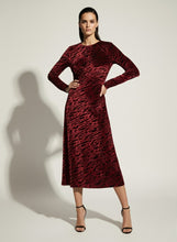 Burgundy & Black Velvet Midi Dress