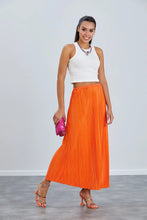 Pleated Midaxi Skirt/Orange