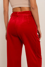 Velvet Wide-Leg Trousers/Red
