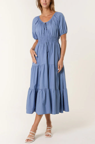 Tiered Midi Dress/Denim