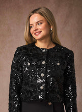 Black Short Tweed Sequin Jacket