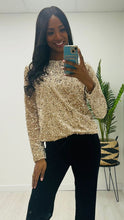 Sequin Bow Top/Champagne