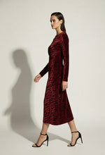 Burgundy & Black Velvet Midi Dress