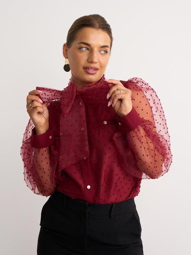 Polka Dot Chiffon Blouse