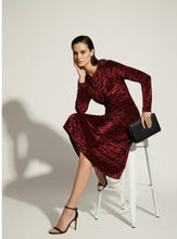 Burgundy & Black Velvet Midi Dress