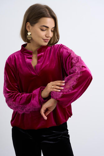 Lila Velvet Top/Fuschia