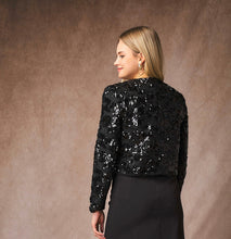 Black Short Tweed Sequin Jacket