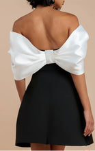 Black & White Scuba Mini Dress with Oversized Bow