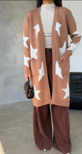 Longline midi star cardigan/Camel