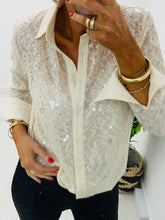 Chiffon/Sequin Embellished Shirt/Cream