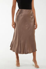 Satin Midi Skirt/Mocha