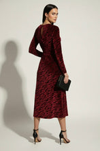 Burgundy & Black Velvet Midi Dress