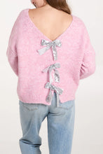 Sequin Bow Back Jumper/Pink