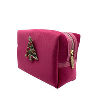 Bright Pink Make-Up Bag & Kitsch Tree - Recycled Velvet/Small