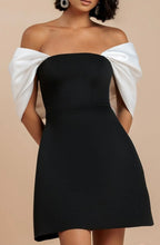 Black & White Scuba Mini Dress with Oversized Bow