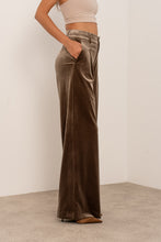 Taupe Velvet Wide-Leg Trousers