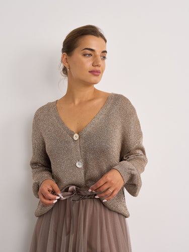 Lurex Cardigan/Taupe