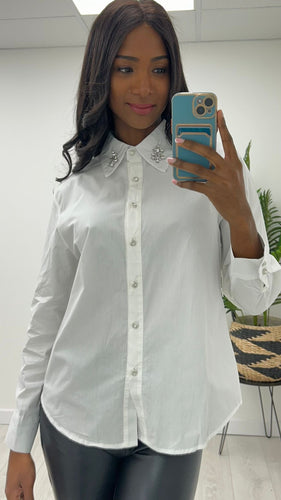 Dimante Embellished Cotton Shirt