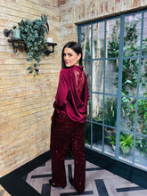Burgundy Lace-Back Cowl Neck Shirt